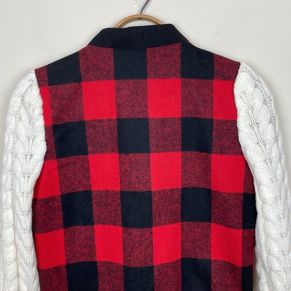 Thread & Supply | Buffalo Plaid Jacket with Cable Sweater Sleeves; Size XS - Picture 15 of 17